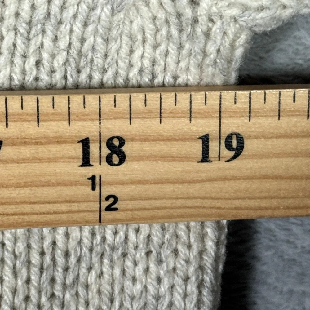 LL Bean Sweater Mens M (Fits S) Gray Wool Full Zip Fair Isle Mock Neck *FLAW - Picture 8 of 11
